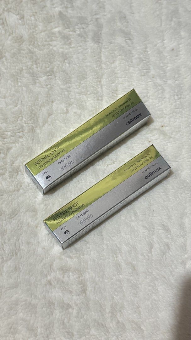 Celimax Retinal Shot Tightening Booster (Category: Face Care) located in Pasay City. Submitted by zette_ (Listing ID 1425626587, Image 1). Description: 💯% FROM OLIVE YOUNG 💯% AUTHENTIC FROM SOUTH KOREA ✔️celimax The Vita A Retinal Shot Tightening Booster 15ml.