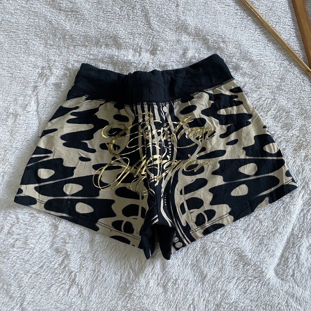 Christian Audigier Zebra Print Shorts (Category: Shorts) located in Naga. Submitted by tres_fitz (Listing ID 1425558863, Image 3). Description: Y2K CHRISTIAN AÜDlGIER SHORTS 🖤 (WITH BACK DETAILS) 27-34 (GARTERIZED) EXCELLENT CONDITION COLOR RATE: 10/10 MINE: 350.