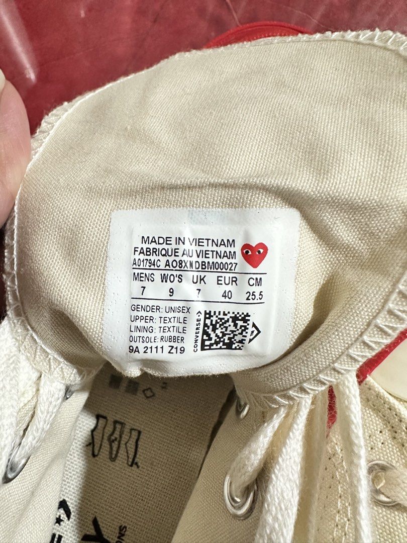 Converse Comme des Garcons Play High Top Sneakers (Category: Sneakers) located in Paranaque City. Submitted by leannebont35668 (Listing ID 1425536128, Image 2). Description: .