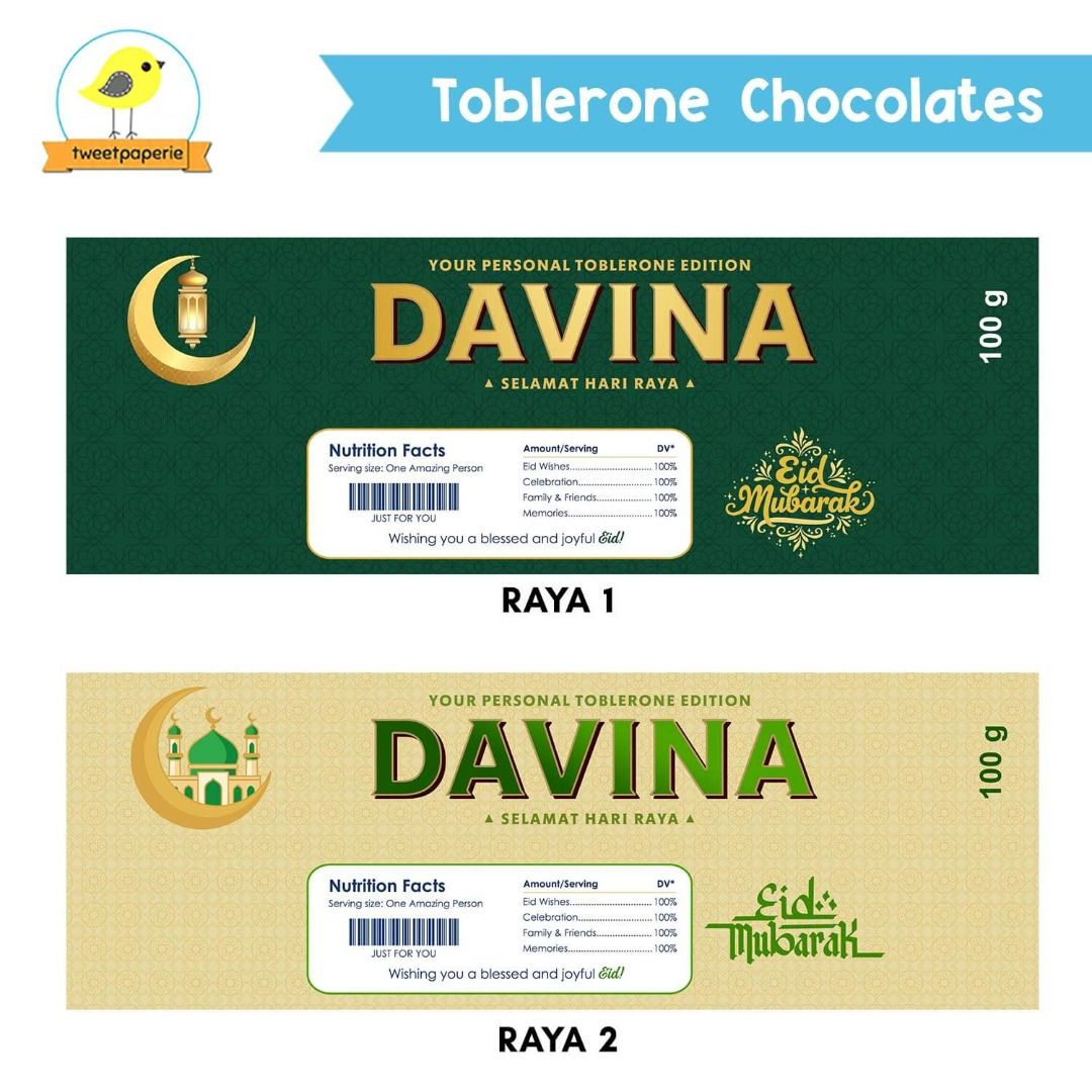 Custom Hari Raya Chocolates for Eid Gifts - Toblerone Chocolates with ...