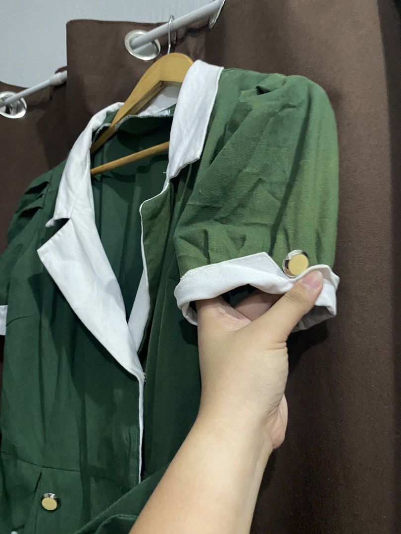 Customized Green Dress with White Collar (Category: Dresses) located in Quezon City. Submitted by hanimaruuuu (Listing ID 1425554473, Image 3). Description: Free po kapag nagbuy po ng 1k above. Pang Large-XL size May bleach sa may sleeves at collar (paglalaba ng white part).