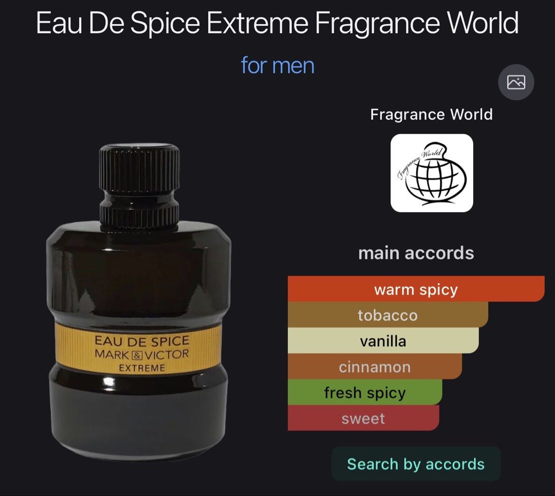 Eau De Spice Extreme by Mark & Victor (Category: Fragrance & Deodorants) located in Navotas City. Submitted by papi404 (Listing ID 1425458277, Image 3). Description: 90/100ml Viktor&Rolf Spicebomb extreme dupe.