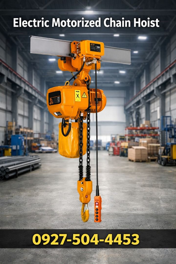ELECTRIC MOTORIZED CHAIN HOIST (Category: Construction Tools & Equipment) located in Manila. Submitted by dforte2026 (Listing ID 1425490400, Image 1). Description: "Reliable lifting power for your warehouse, shop, or construction site. This electric motorized chain hoist delivers precision, safety, and strength — built to handle heavy loads with ease. Contact us for pricing and availability." #ElectricChainHoist #HeavyDutyHoist #WarehouseGear #In