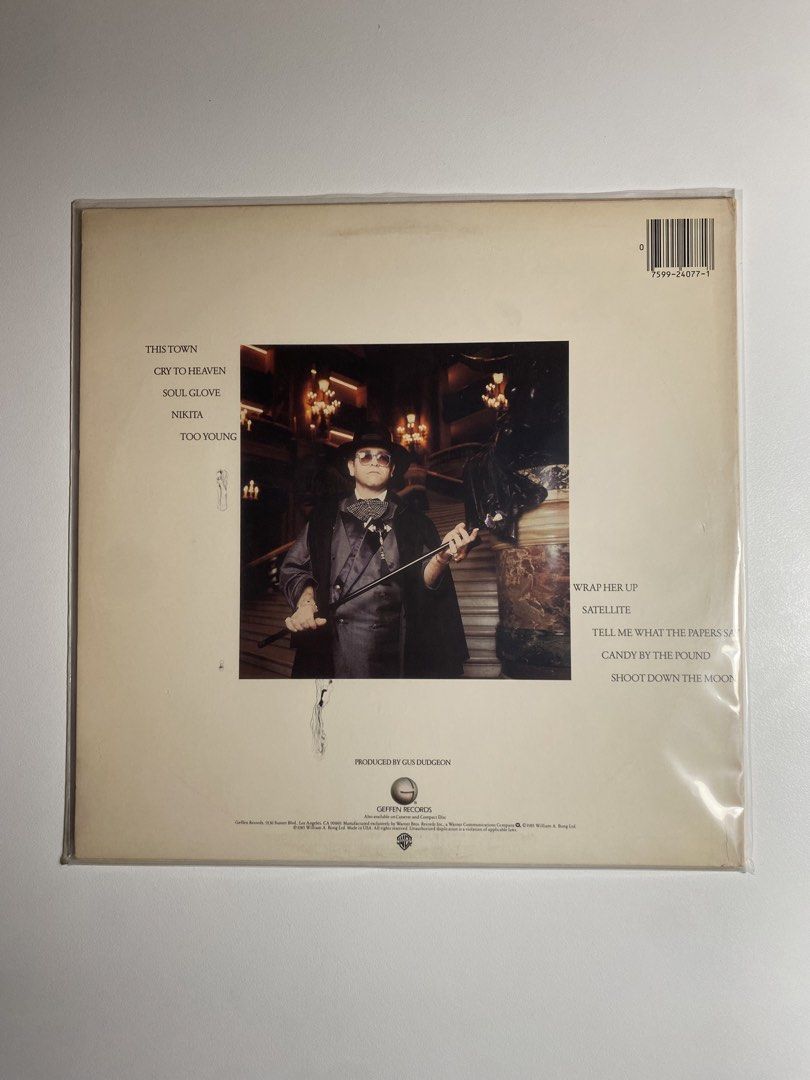 Elton John Vinyl Record (Category: Vinyls) located in Manila. Submitted by tokirecords.ph (Listing ID 1425445008, Image 2). Description: Follow on instagram- tokirecords.ph *Used but in good condition *Comes with FREE Original inner & outer sleeves *On Hand Item, ready to deliver *Quantity: 1 Piece Vinyl Record Tracklist: Please refer to the picture as posted .