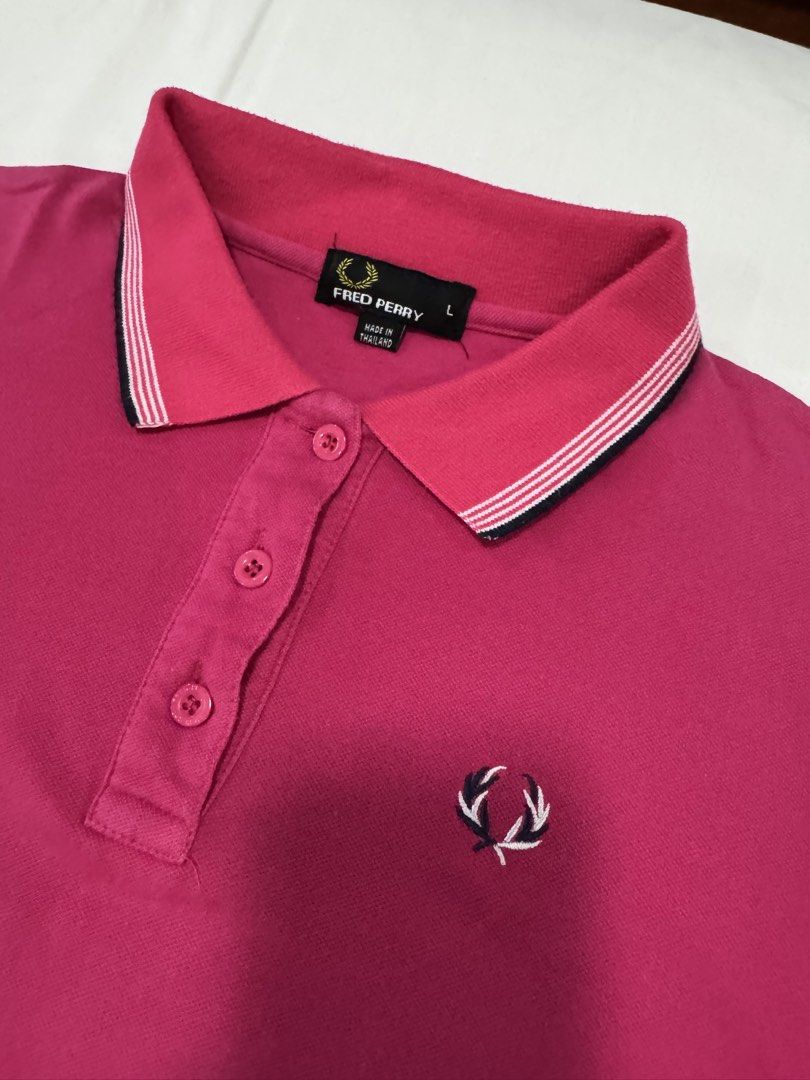 Fred Perry Polo Shirt for Boys (Category: Babies & Kids Fashion) located in Batangas. Submitted by GDW98 (Listing ID 1425543430, Image 2). Description: Brand: Fred Perry Condition: Gently used, no flaws Color: fuschia pink Size: 8-12 yrs old RFS: outgrown MOP: bank transfer, gcash SF: c/o buyer M-F except holidays.