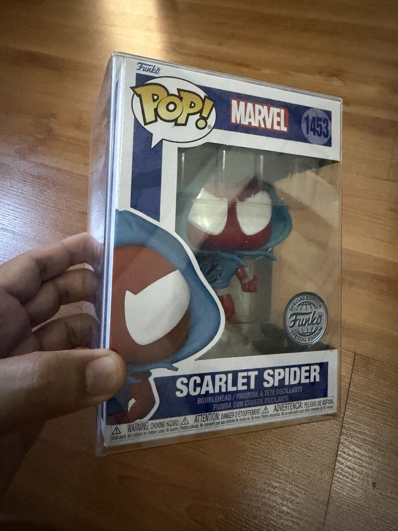 Funko Pop! Marvel Scarlet Spider #1453 (Category: Designer & Blind Box Toys) located in Mandaluyong City. Submitted by voltprime (Listing ID 1425539364, Image 1). Description: Brandnew un opened with Protector since day one. Location: Mandaluyong Bdo / Gcash.