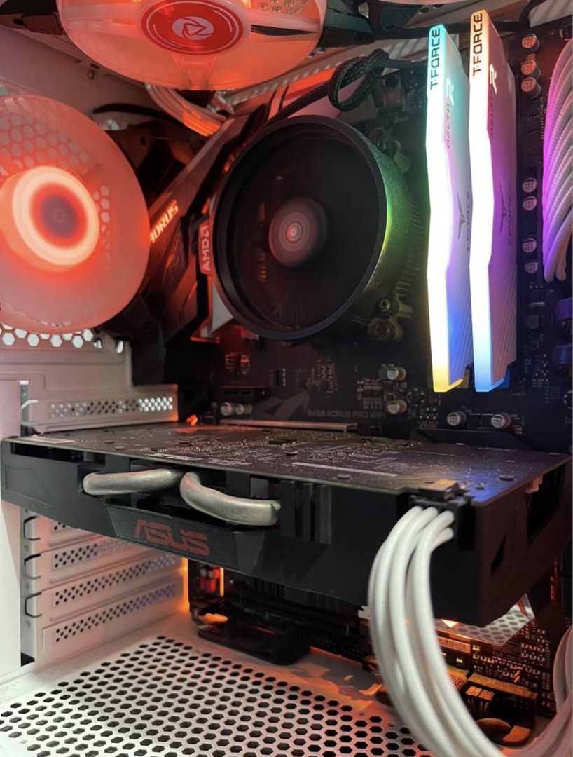 Gaming PC (Category: Desktops) located in Rizal. Submitted by joshuacruz142004-95601 (Listing ID 1425532509, Image 3). Description: GAMING PC FOR SALE PROCESSOR: RYZEN 5 3600 MOTHERBOARD: AORUS B450M PRO WIFI BUILT IN + BLUETOOTH + RGB SOFTWARE (HARD TO FIND) RAM: T FORCE DELTA 16GB 3200MHZ RGB RAM + SOFTWARE GPU: ASUS GTX 1060 5GB COMPLETE SET FABRIC WHITE WIRE EXTENSIONS SSD: CRUCIAL 1TB SATA SSD HDD: WD BLUE 1TB HDD PSU: SILVER STONE 700W 80 P