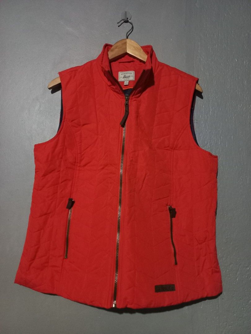 G.H. Bass quilted vest (Category: Vests) located in Taguig. Submitted by jeicollective (Listing ID 1425580367, Image 1). Description: size L on tag orange color used, no issues width: 21" length: 24.5" 350.