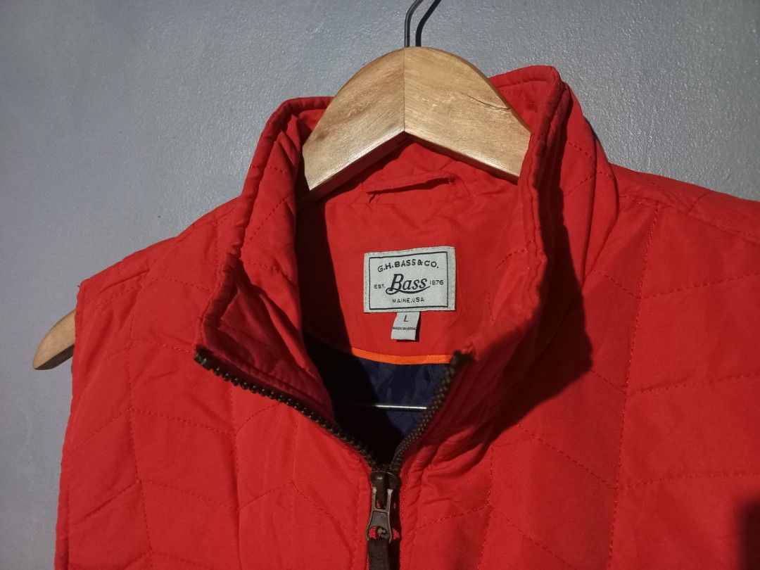 G.H. Bass quilted vest (Category: Vests) located in Taguig. Submitted by jeicollective (Listing ID 1425580367, Image 3). Description: size L on tag orange color used, no issues width: 21" length: 24.5" 350.
