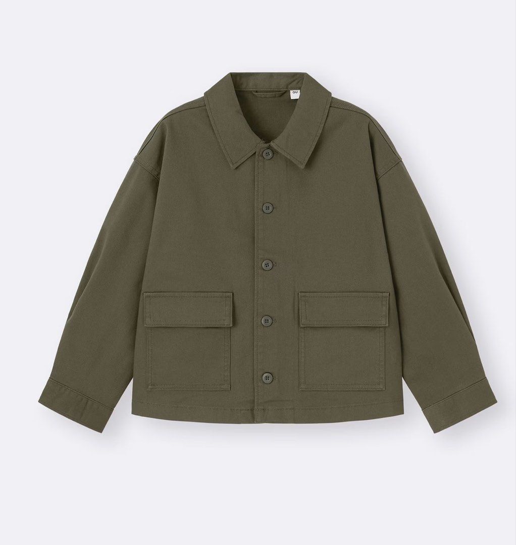 GU olive green utility jacket (small) (Category: Coats, Jackets and Outerwear) located in Caloocan City. Submitted by reqsj (Listing ID 1425557213, Image 1). Description: GU girls size 150.