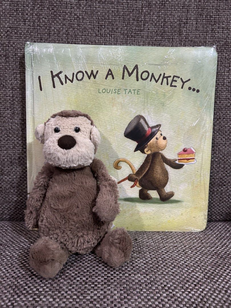I Know a Monkey Book and Plush Toy (Category: Plushies & Soft Toys) located in Manila. Submitted by cutesypatsy (Listing ID 1425474265, Image 1). Description: Can be sold separately Bashful monkey small size - 800 Book - 700.