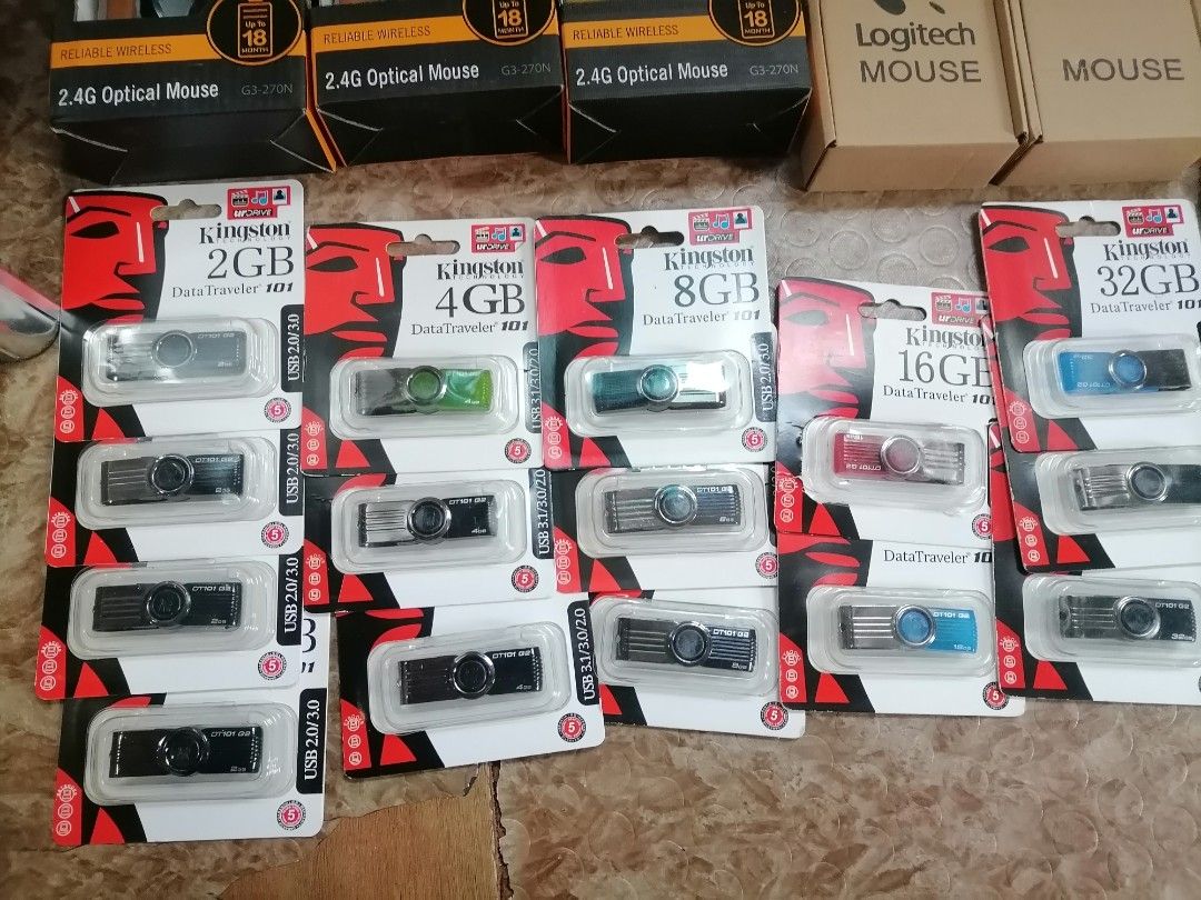 Kingston DataTraveler 101 USB Flash Drives (Category: Hard Disks & Thumbdrives) located in Cebu City. Submitted by gracemarvin06 (Listing ID 1425543960, Image 2). Description: Kingston DataTraveler 101 USB flash drives available in various storage capacities. USB 2.0 interface. Capacities include 2GB, 4GB, 8GB, 16GB, and 32GB. Each drive is sealed in its original packaging. Perfect for storing and transferring files. Price starts at 120 Depends o