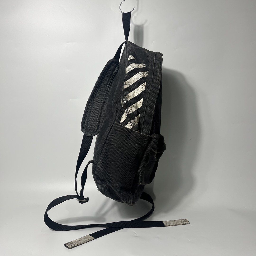 OFF WHITE SS16 Canvas Backpack (Category: Luxury Bags & Wallets) located in Bulacan. Submitted by vanitylab (Listing ID 1425521726, Image 3). Description: Size: Tagged U Dimension: 15 W x 19 L Condition: 8.5/10 Description: Signs of Usage Authentic!.
