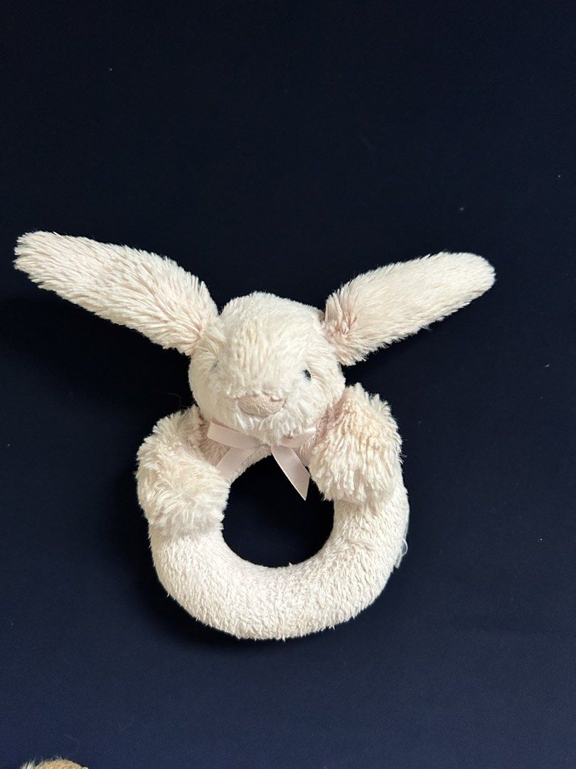 Preloved Jellycat Bunny Rattle (cut tag) (Category: Plushies & Soft Toys) located in Manila. Submitted by cutesypatsy (Listing ID 1425471875, Image 1). Description: - Preloved Jellycat Bunny Rattle - Adorable bunny design - Soft and plush material - Gentle rattle sound - Perfect size for little hands - Cut tag (as noted).