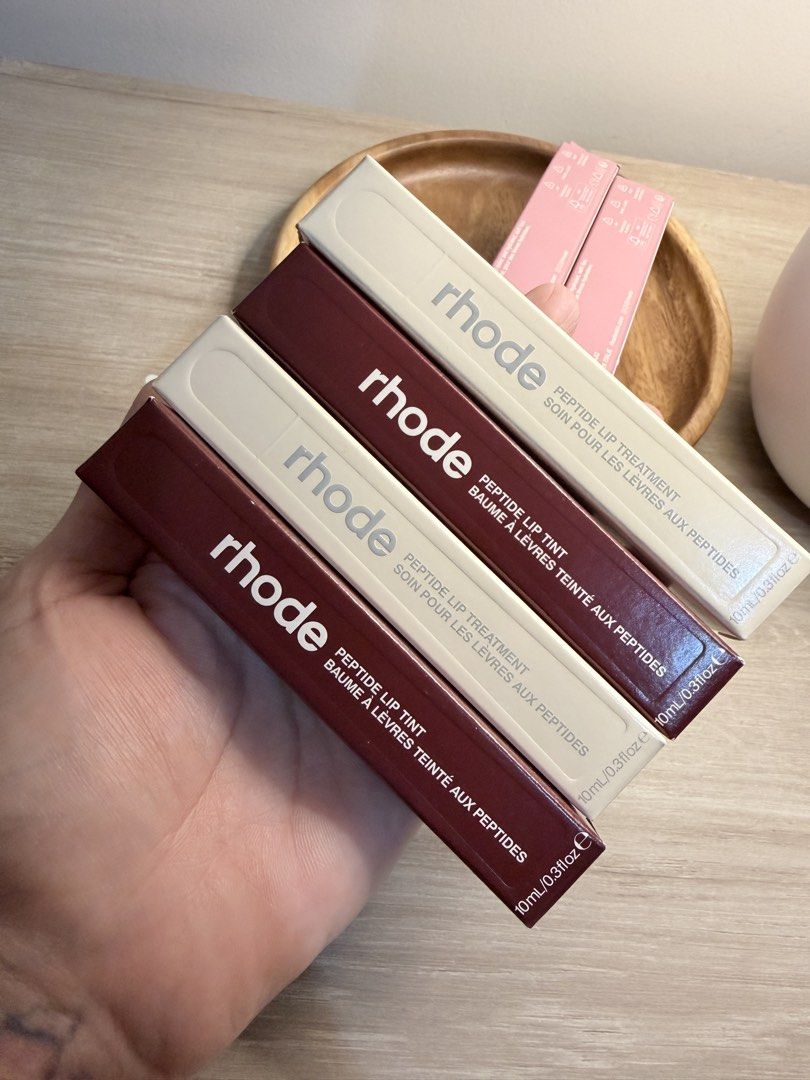 Rhode Peptide Lip Tint (Category: Makeup) located in Quezon City. Submitted by bangtankthv (Listing ID 1422526768, Image 3). Description: ONHAND ‼️ - Rhode Peptide Lip Tints available - Shades: PBJ - 12 pcs Unscented - 2 pcs Ribbon - 2 pcs Toast - 8 pcs Salted Caramel - 2 pcs Watermelon - 1 pc Vanilla - 1 pc Salty Tan - 1 pc Rasberry Jelly - 4 pcs.