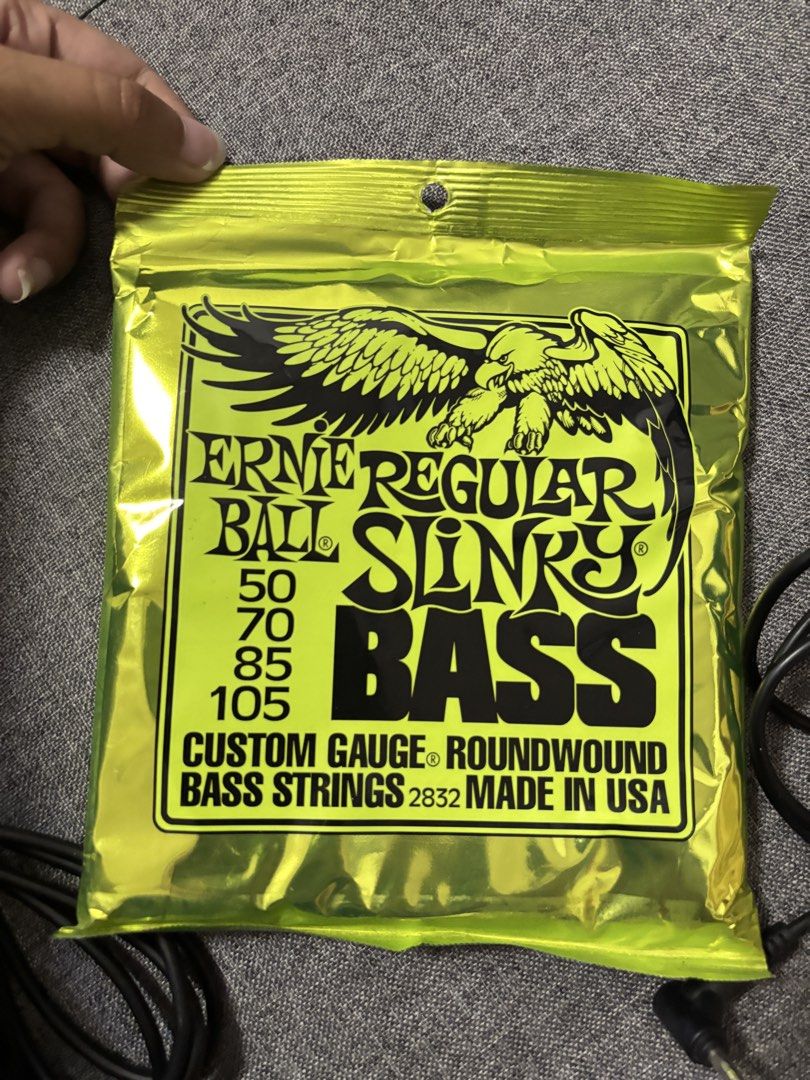 SEALED Ernie Ball regular slinky bass string (Category: Musical Instruments) located in Marilao. Submitted by _dorcas (Listing ID 1425591277, Image 1). Description: bought from sg for $24 (₱1.1k).