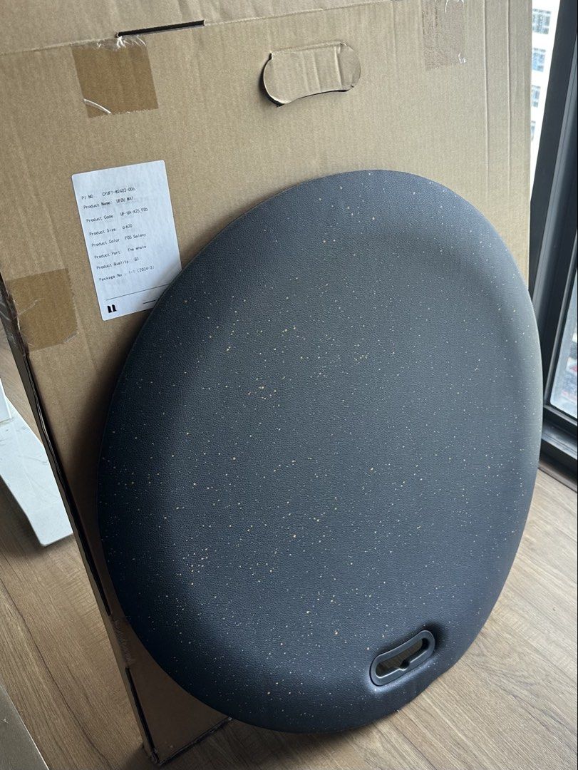 UFOU Designer Cork Standing Desk Mat (Category: Office Furniture & Fixtures) located in Pasig City. Submitted by patchig (Listing ID 1425487354, Image 1). Description: BRAND NEW! UFOU standing desk mat (U-MAT) - designed to reduce foot and knee stress - 25mm thickness made in premium cork - comes with original box - black, round mat with specks design RFS: received as gift, box only opened to check item.