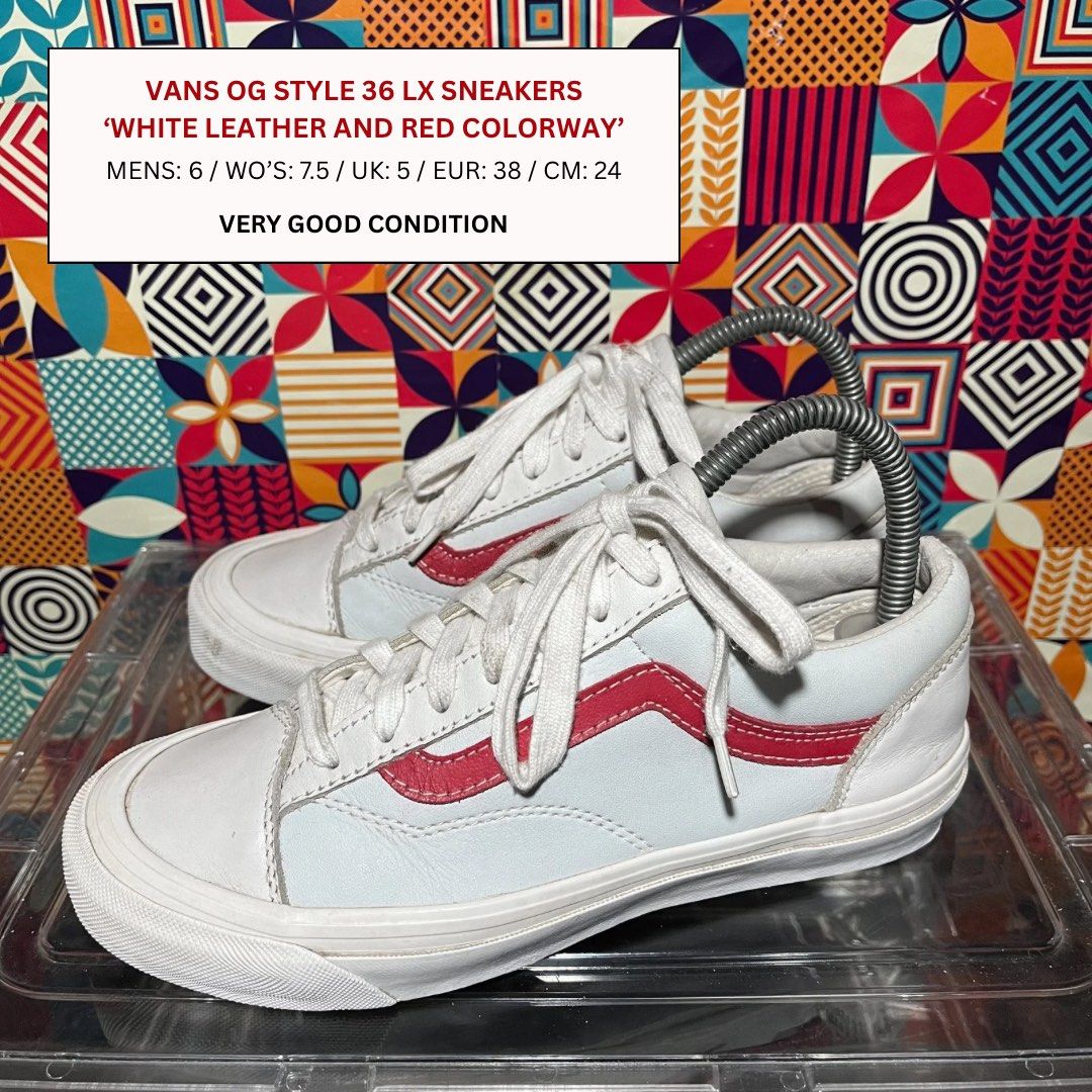 Vans OG Style 36 LX Sneakers White Red (Category: Sneakers) located in Leyte. Submitted by shoptastic_ph (Listing ID 1425259265, Image 1). Description: PM for more details - All detailed pictures are posted - We ship nationwide Thank you for shopping! ☺️.