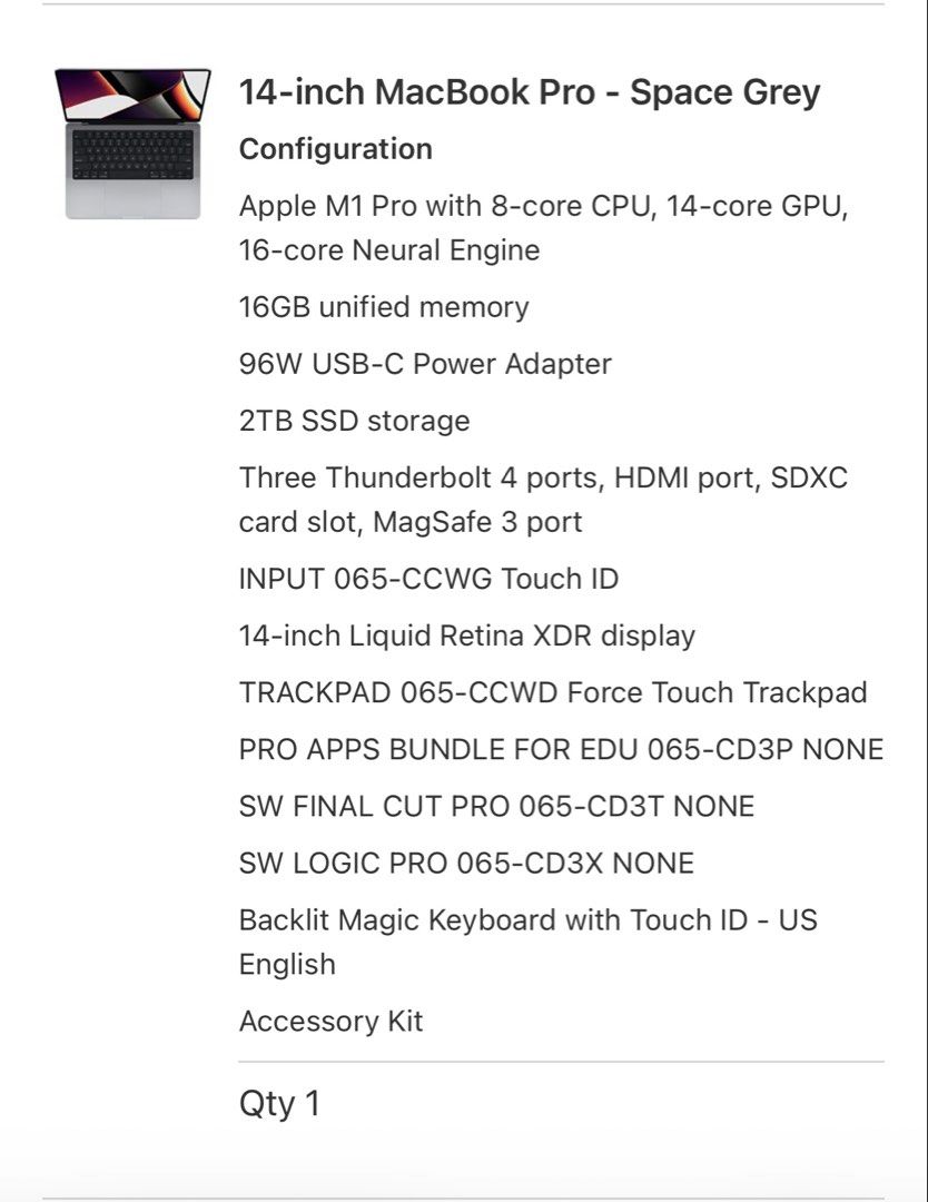 14-inch MacBook Pro - Space Grey, M1 Pro, Computers & Tech, Laptops ...