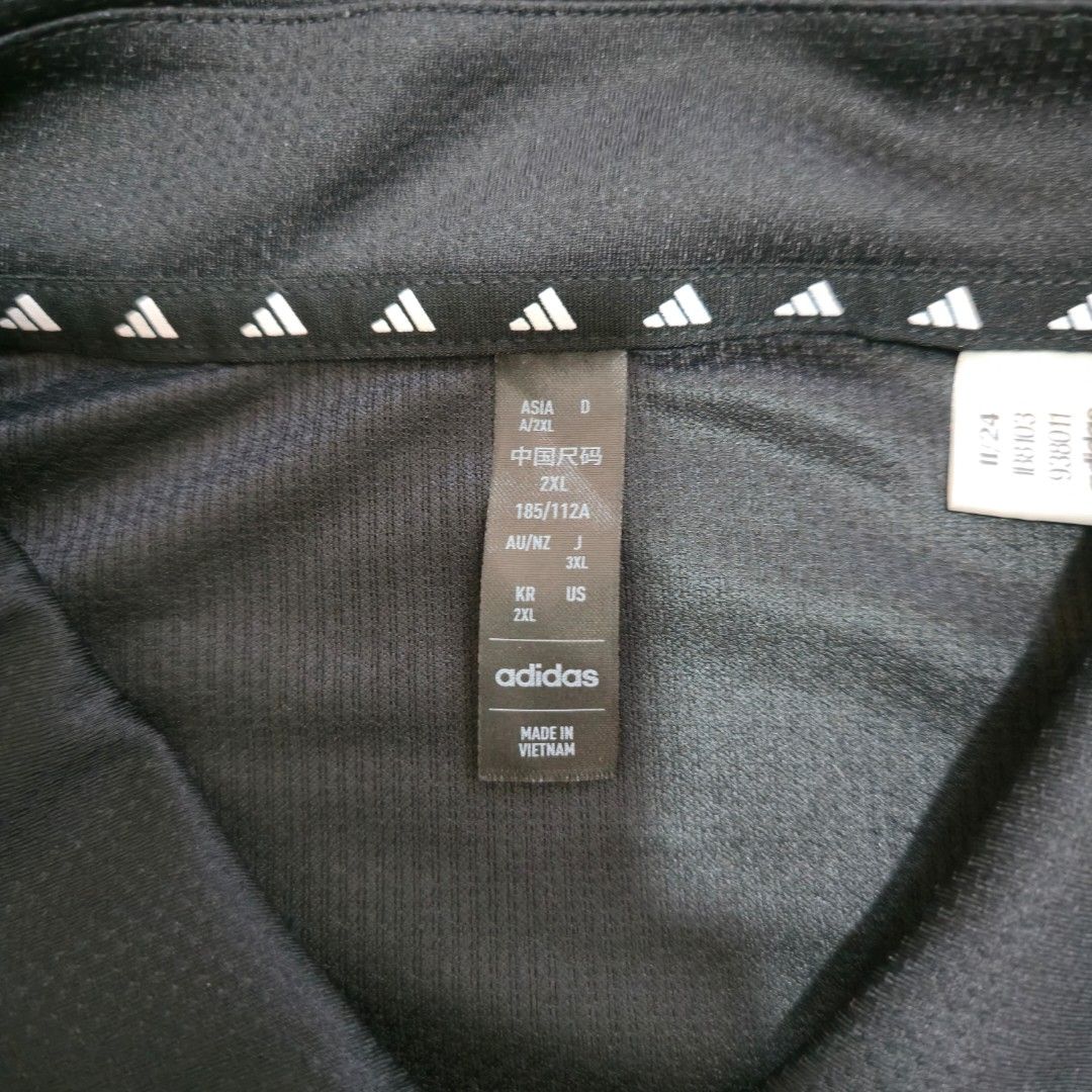 Adidas Men Training Polo Shirt 2XL (Category: Tshirts & Polo Shirts ) located in Pasay City. Submitted by monmonish (Listing ID 1429520172, Image 3). Description: Color: Black Size: A/2XL EU Dri-fit type Bought this at online for 2,000php. Never been used but has a sign of flaw. See flaw in the picture No more tag, washed once Dimensions: Shoulder - 19" Width- 23.5" Length - 29" RFS: Does not fit *Actual color may vary due to lighting *Please all