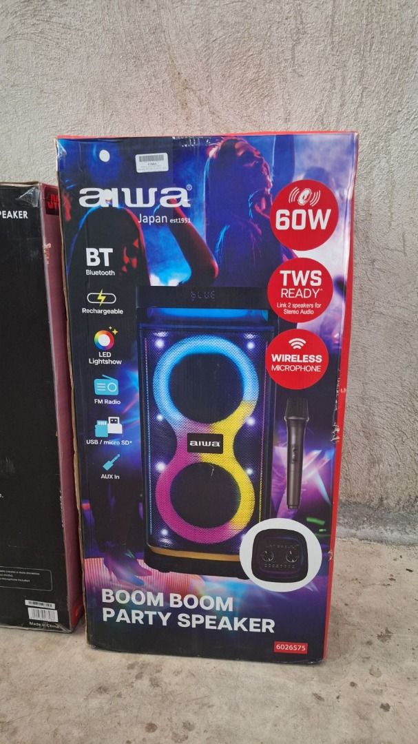Aiwa Boom Boom Party Speaker (Category: Soundbars, Speakers & Amplifiers) located in Muntinlupa City. Submitted by shopandsaveau (Listing ID 1429553551, Image 2). Description: Aiwa Boom Boom Party Speaker Surplus from Australia Visit us in-store: 📍 Shop and Save Australian Surplus – RETAIL 📌 No. 30 Kengi Marketing, RMT Industrial Complex, Tunasan, Muntinlupa 🕗 Monday to Saturday | 8:30 AM – 5:30 PM ❌ Closed every Sunday 📌 Search on Google Map