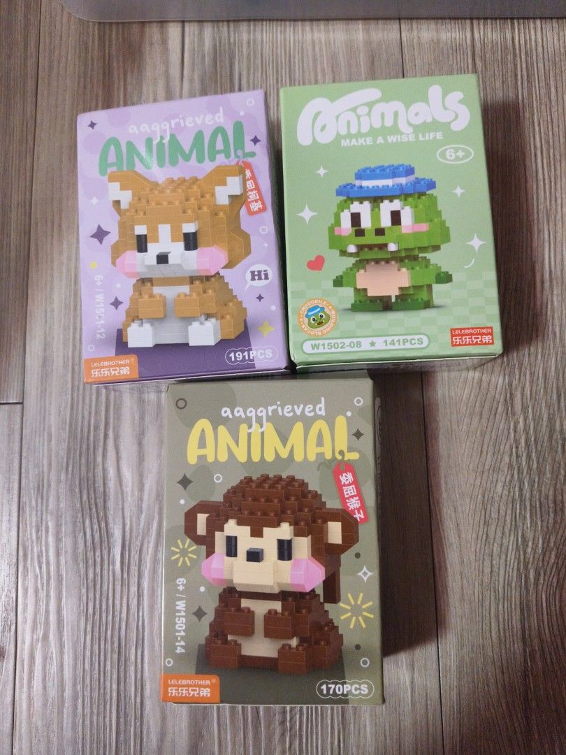 Animal Building Blocks - Fox, Crocodile, Monkey, Hobbies & Toys, Toys ...