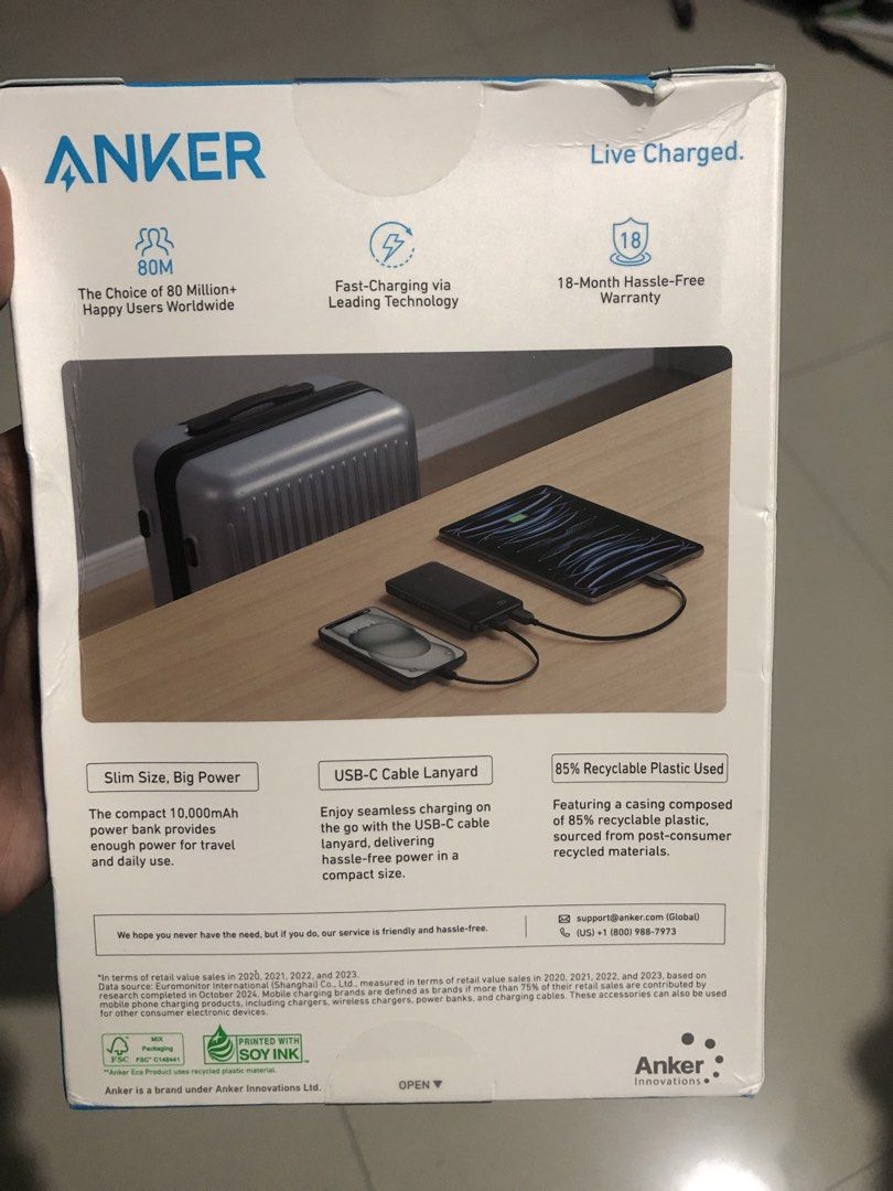 Anker 10,000mAh Power Bank (Category: Batteries & Power Banks) located in Manila. Submitted by mnmonzon (Listing ID 1365740313, Image 2). Description: Brand new. Box dented but remain sealed. RFS: Extra, wont need anymore. .