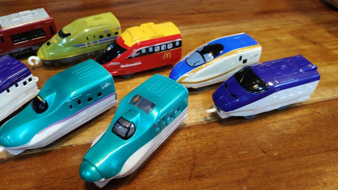 Assorted Japanese Toy Trains (Category: Vehicle & Diecast Models) located in Manila. Submitted by rossinicalabig (Listing ID 1429596104, Image 3). Description: 50 each. TAKE ALL 800 Collection of various McDonals McDo Happy Meal X Tomy Takara Plarail Japanese toy trains. Includes different train models with various colors and designs. All in very good condition. Check,test & pickup in our photo/video studio in Sta.Mesa.Mla .
