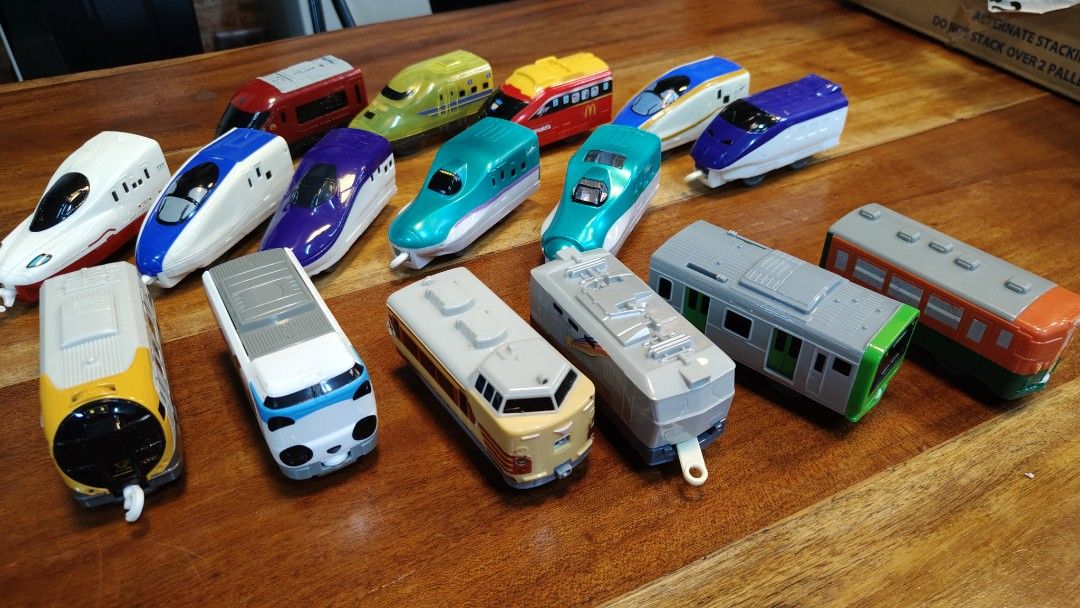 Assorted Japanese Toy Trains (Category: Vehicle & Diecast Models) located in Manila. Submitted by rossinicalabig (Listing ID 1429596104, Image 1). Description: 50 each. TAKE ALL 800 Collection of various McDonals McDo Happy Meal X Tomy Takara Plarail Japanese toy trains. Includes different train models with various colors and designs. All in very good condition. Check,test & pickup in our photo/video studio in Sta.Mesa.Mla .