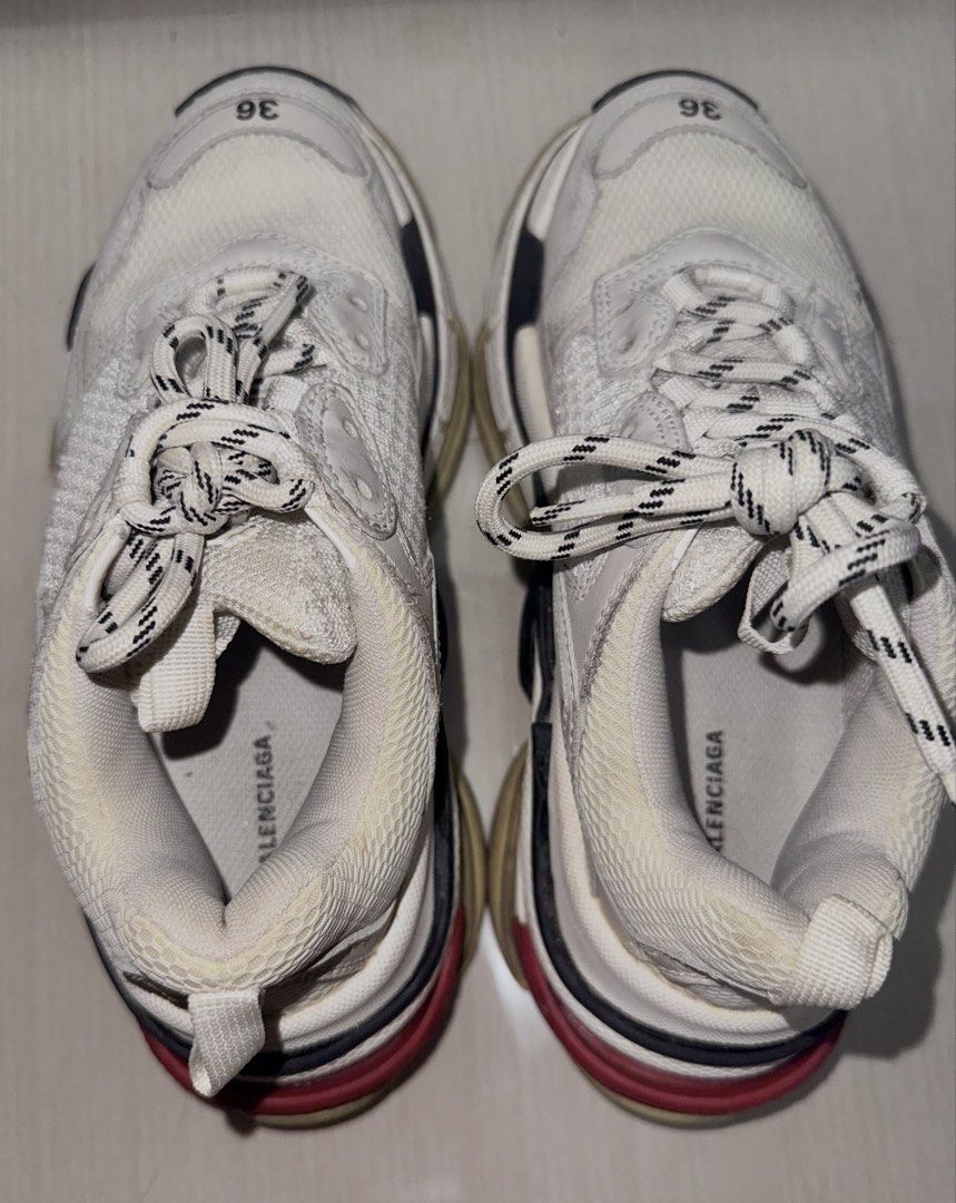 Balenciaga Triple S Sneakers - White (Category: Sneakers) located in Taguig. Submitted by aa_decluttering (Listing ID 1429578082, Image 3). Description: Selling Only Women’s Balenciaga Triple S Sneakers Size 36 Bought from store guaranteed authentic Price: 14,000 Shipping fee c/o buyer .