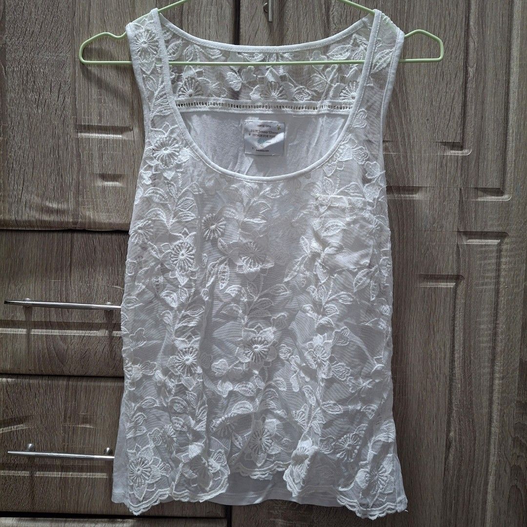 Bershka White Sheer Top (Category: Sleeveless) located in Pasig City. Submitted by thainex (Listing ID 1429664496, Image 1). Description: Bershka White Sheer Top — size MEX 30 on tag.