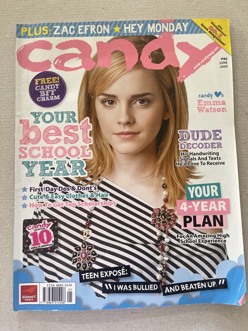 Candy Magazine June 2009 - Emma Watson (Category: Magazines) located in Lucena. Submitted by secondspinph (Listing ID 1429532105, Image 1). Description: Selling my well loved collection of magazines from the 2000s. Has minor tears, bends, creasing, and a bit of writing so you have been warned. Willing to send additional pics/vid if needed. Buyer to shoulder shipping/delivery cost. .