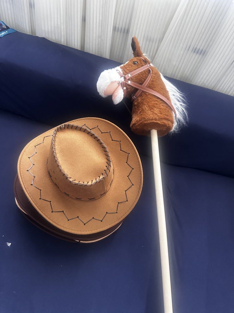 Cowboy Hat and Stick Horse (Category: Caps & Hats) located in Makati City. Submitted by shebree (Listing ID 1429532315, Image 3). Description: Good for photobooth or group party needs TnC: MOP: thru Gcash QR or transfer only SF to be shouldered by buyer I will be the one to book using your delivery address No return, no exchange policy applies .