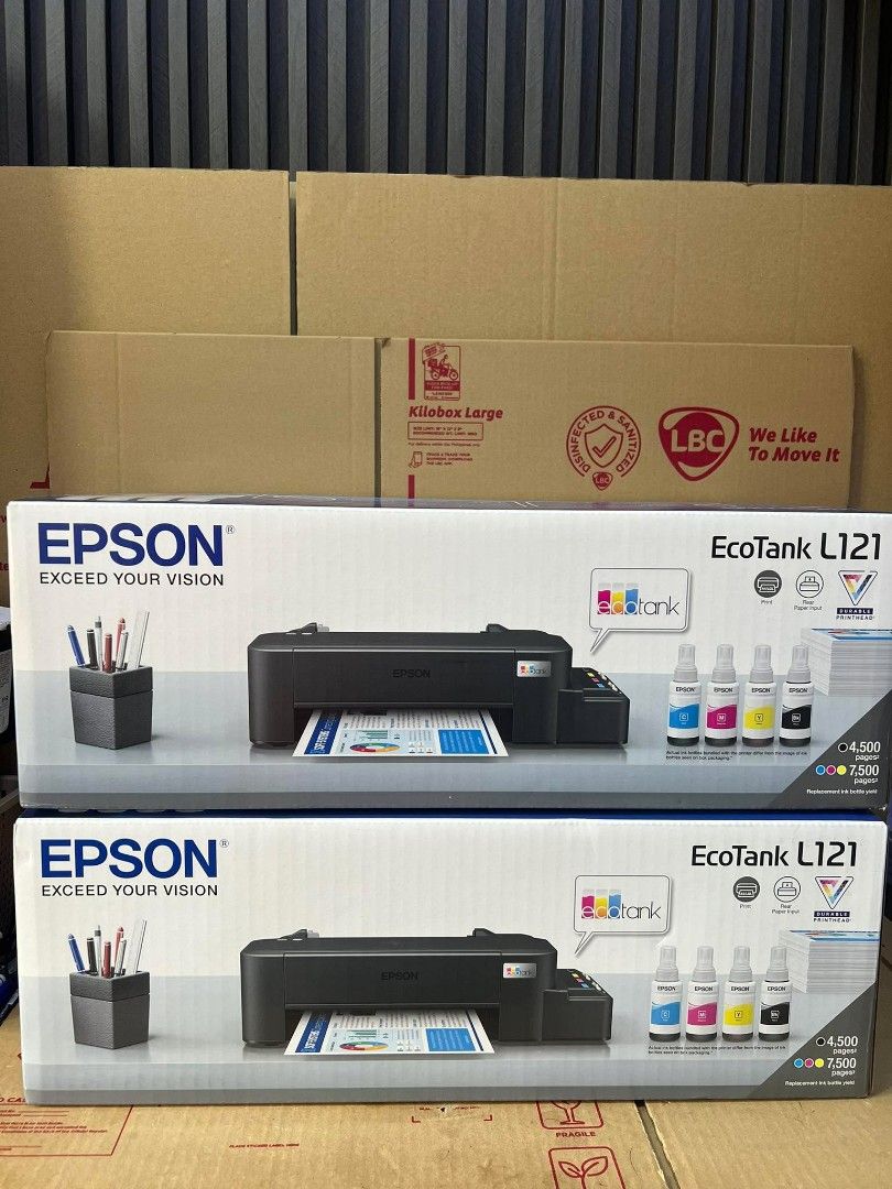 Epson EcoTank L3210 and L121 Printer (Category: Printers, Scanners & Copiers) located in Manila. Submitted by authenticbagswatchesco (Listing ID 1429545940, Image 2). Description: 🖨️ Original Brand New Printers 🖨️ Canon • TS207 – P7,500 (Print) • MG2570s – ₱8,450 (Print/Scan/Copy) • MG3070s – ₱8, 550(Print/Scan/Copy) • G1010 – ₱9,700 (Print/Scan/Copy) • G2010 – ₱13, 500(Print/Scan/Copy) Epson • L121 – ₱9, 799(Print) • L3210 – ₱14,500 (Print/Sca