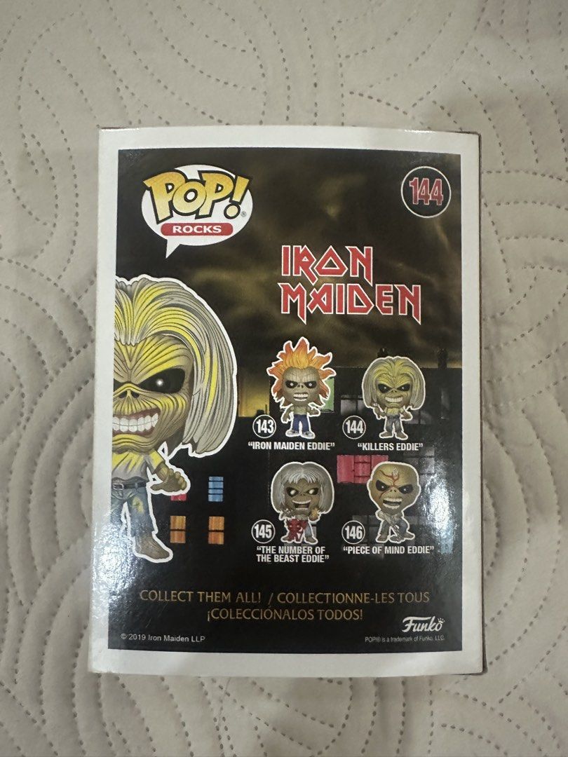 Funko Pop! Rocks: Iron Maiden Killers Eddie #144 (Category: Figurines & Statues) located in Angeles City. Submitted by riel_214 (Listing ID 1429536171, Image 2). Description: Only ever been used for display! (Original) Reason for Selling : Clearing up space for my shelf🙏 .