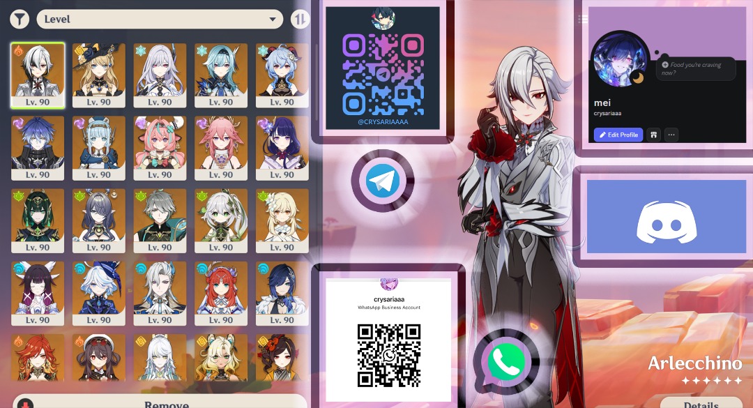 GENSHIN IMPACT ACCOUNT - AR60 | ARLECCHINO, FLINS, COLUMBINA, NEFER ...