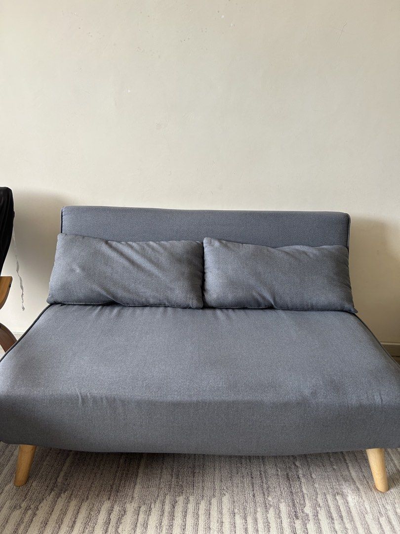 Grey Sofa Bed with Pillows
