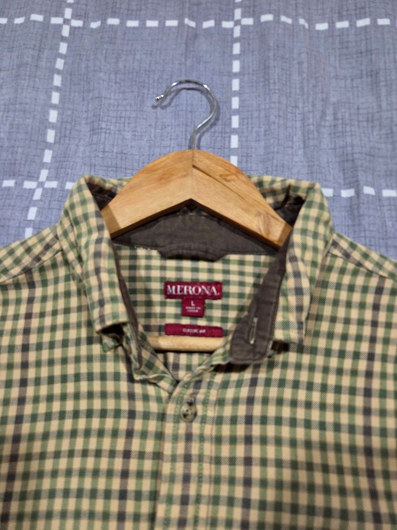 Merona Checkered Long Sleeve Shirt (Category: Tshirts & Polo Shirts ) located in Aringay. Submitted by ajwall (Listing ID 1429604838, Image 2). Description: Merona Flannel Color: Mustard Good Condition Size: Large on tag (XL) Dimes: 22x29 Price: 200 + sf.