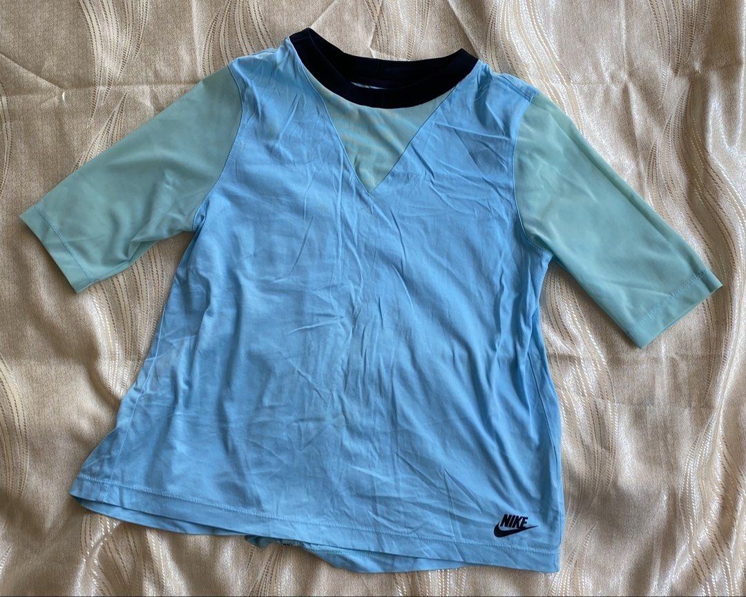 Nike Blue Mesh Sleeve T-shirt (Category: Activewear) located in Manila. Submitted by dgjohn44288 (Listing ID 1429622817, Image 1). Description: Declutter All sizes are small Height - 5’2 Men 149 each Location : Taytay, Rizal .