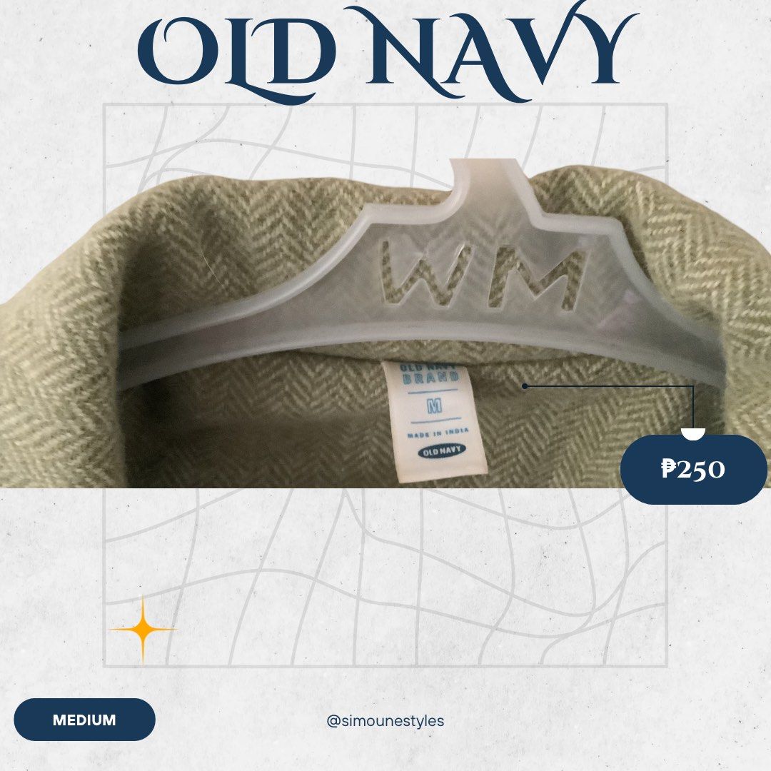 Old Navy Blazer - Medium (Category: Coats, Jackets and Outerwear) located in Manila. Submitted by simounestyles (Listing ID 1429627331, Image 3). Description: - Olive green blazer from Old Navy - ANY 5 ITEMS, LESS 10% on entire bill - impulsive buy; barely used.