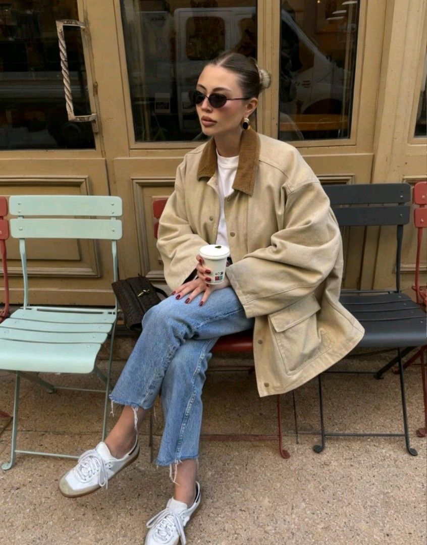 Oversized Beige Jacket M-L (Category: Coats, Jackets and Outerwear) located in Quezon City. Submitted by trishopstuff (Listing ID 1429584145, Image 1). Description: Oversized beige jacket features a corduroy collar and two front pockets. It has a button-up closure and long sleeves. The measurements are: shoulder 57cm, bust 108cm, length 71cm, and sleeve length 54cm. A versatile piece perfect for layering. Brand new, never been used. Best fits M-L