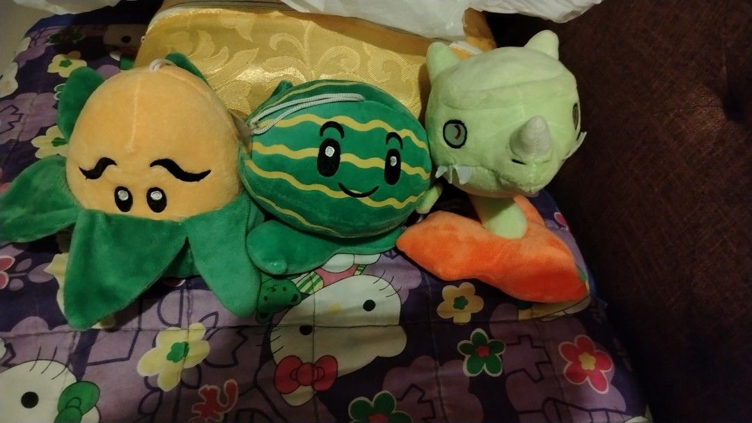Plants vs Zombies Plush Toys set 3pcs (Category: Plushies & Soft Toys) located in Cavite. Submitted by xnyukina (Listing ID 1429605322, Image 1). Description: Adorable Plants vs Zombies plush toys! Includes a corn, watermelon, and rhino-like plant. These soft toys are perfect for fans of the game or anyone who loves cute collectibles. They are great for display or cuddling. Get these fun plushies today!.