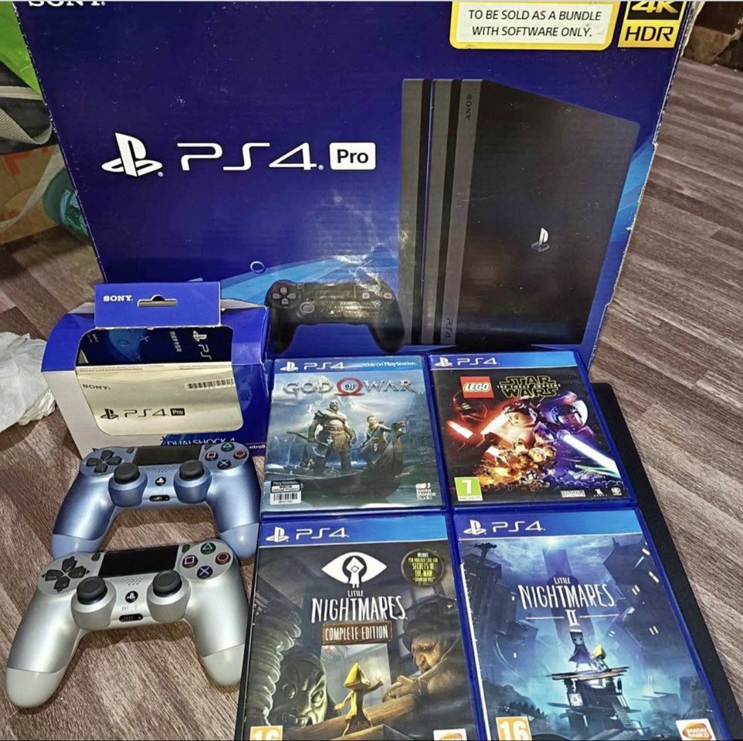 PS4 Pro Bundle RUSH SALE (Category: PlayStation) located in Manila. Submitted by takemystuffbuymystuff (Listing ID 1429633042, Image 1). Description: PS4 pro with complete accesories and games take all free rush rush.