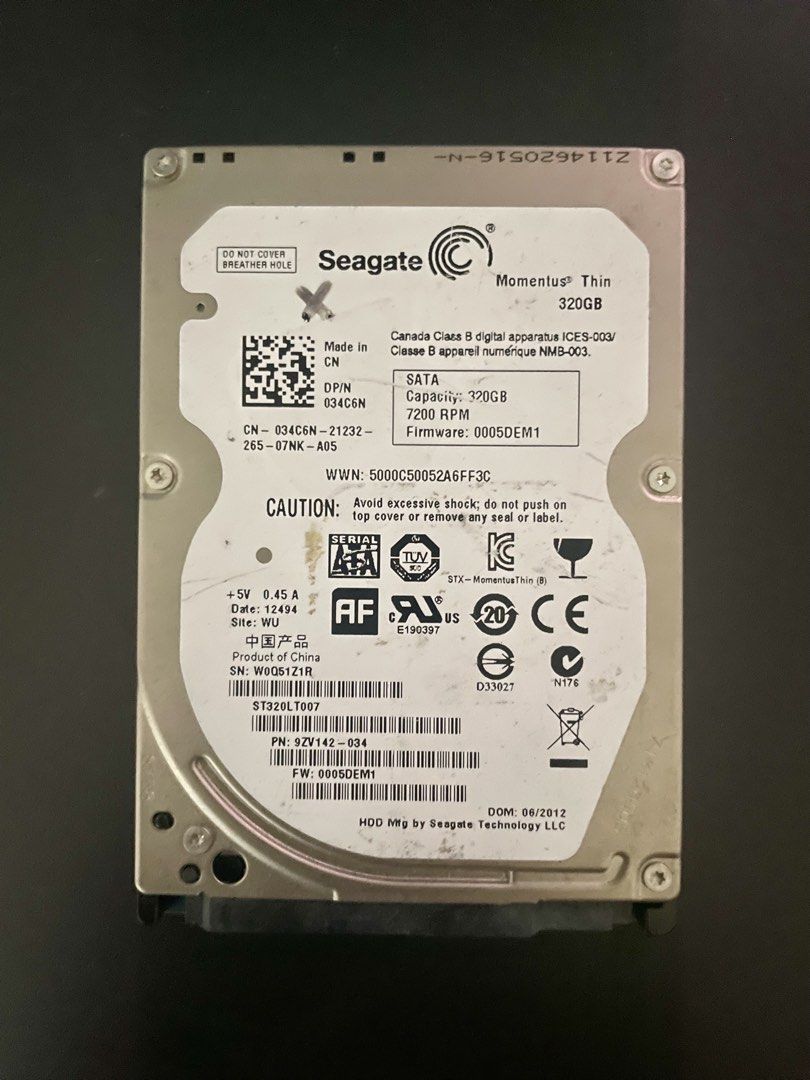 Seagate Momentus Thin 320GB 2.5-Inch SATA Hard Drive