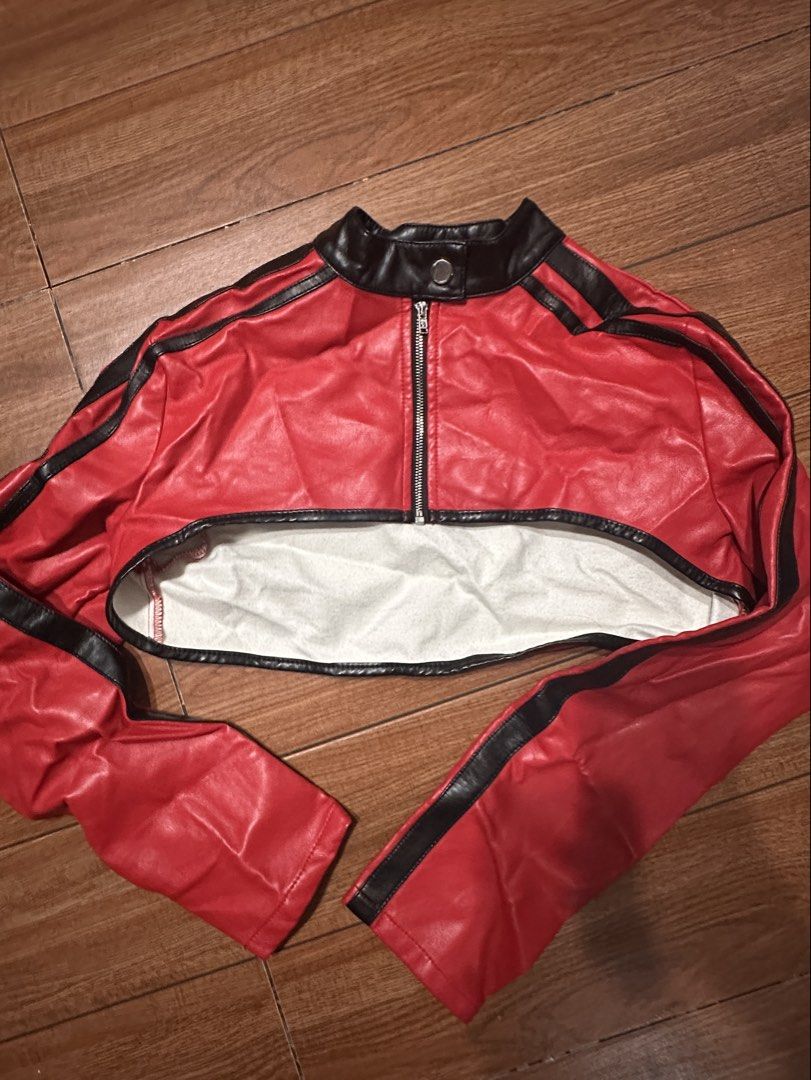 SHEIN Red Faux Leather Crop Jacket (Category: Coats, Jackets and Outerwear) located in Manila. Submitted by prettytrendsboutique (Listing ID 1429517843, Image 1). Description: Size - XS (on tag) - Party/Motor Racing - Visit my shop for more trendy options or dm me for more selections 📍Location: Manila Can be shipped via Lalamove or Grab around Metro Manila (Same Day Shipping Available) Jnt for provinces only PAYMENT METHOD 💵 - GCASH - MariBank 