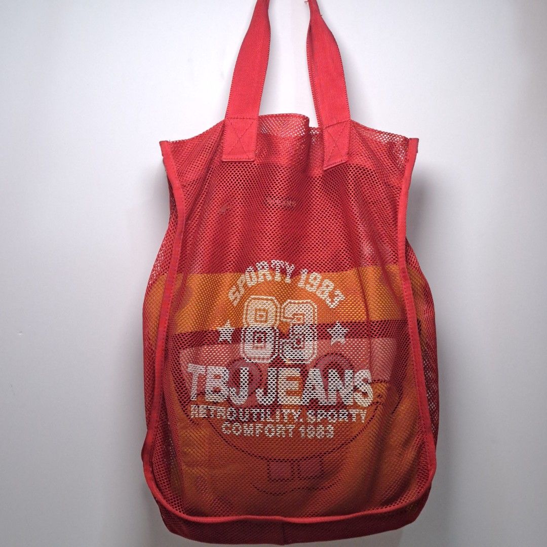 TBJ Jeans Mesh Fishnet Tote Bag Red (Category: Tote Bags) located in Caloocan City. Submitted by 2ndhand.manila (Listing ID 1429536498, Image 1). Description: .