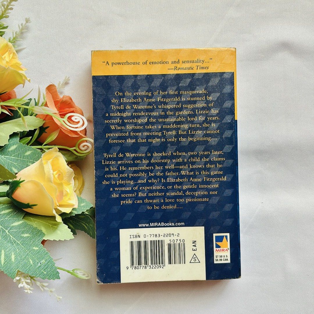 The Masquerade by Brenda Joyce (Category: Storybooks) located in Marikina City. Submitted by yana1313 (Listing ID 1429549456, Image 2). Description: •Mass Paperback • 100% Authentic • Preloved / Secondhand • Condition: 7/10 • With tanned pages. Lighting of the photos affects the color, making it appear lighter. • Readability is not affected. • Shipping: J&T / Lalamove / Grab.