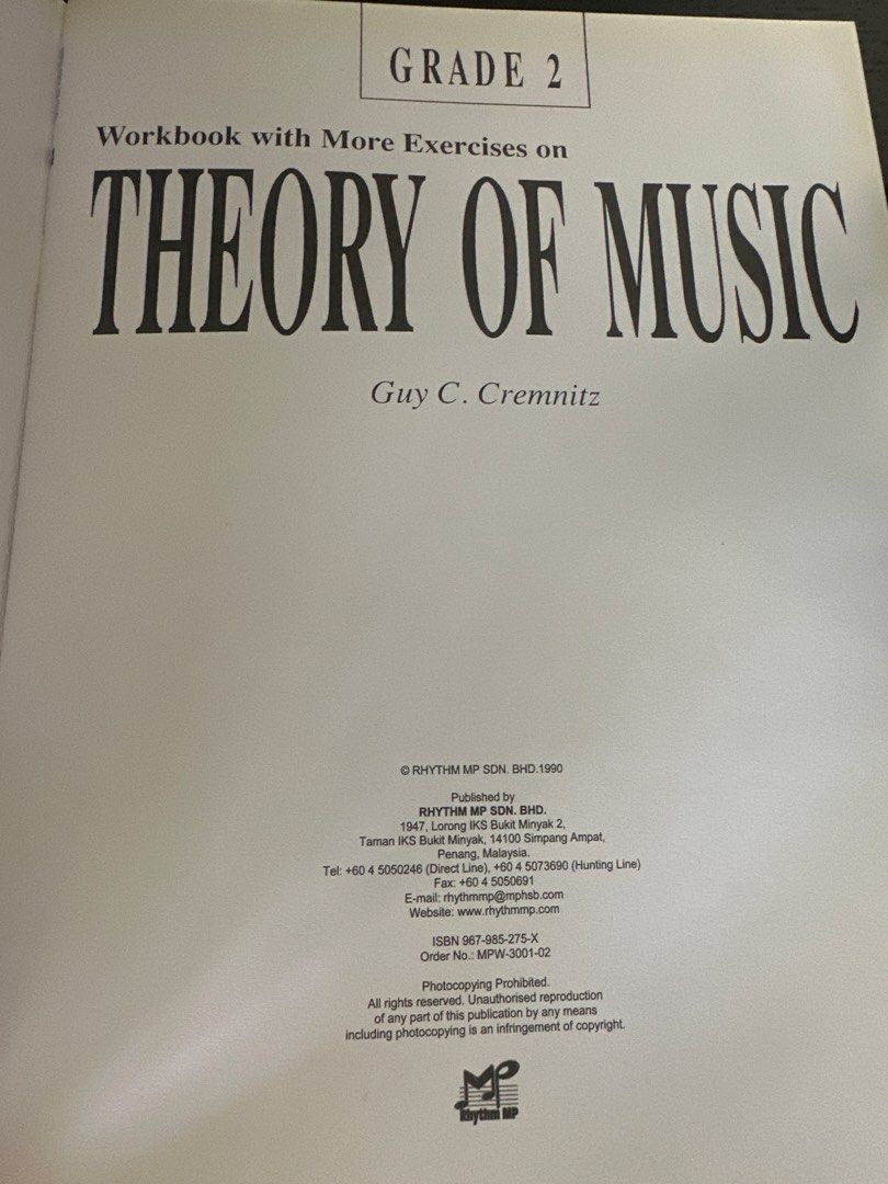 Theory of Music Workbook - Grade 2, Hobbies & Toys, Books & Magazines ...