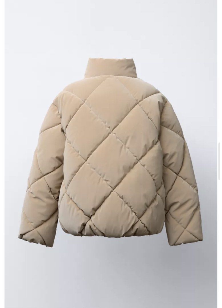 Zara Puffer Jacket (Category: Coats, Jackets and Outerwear) located in Mandaluyong City. Submitted by declutteringcorner (Listing ID 1429665797, Image 3). Description: Zara Puffer Jacket - camel color - check photos for the size - used twice .