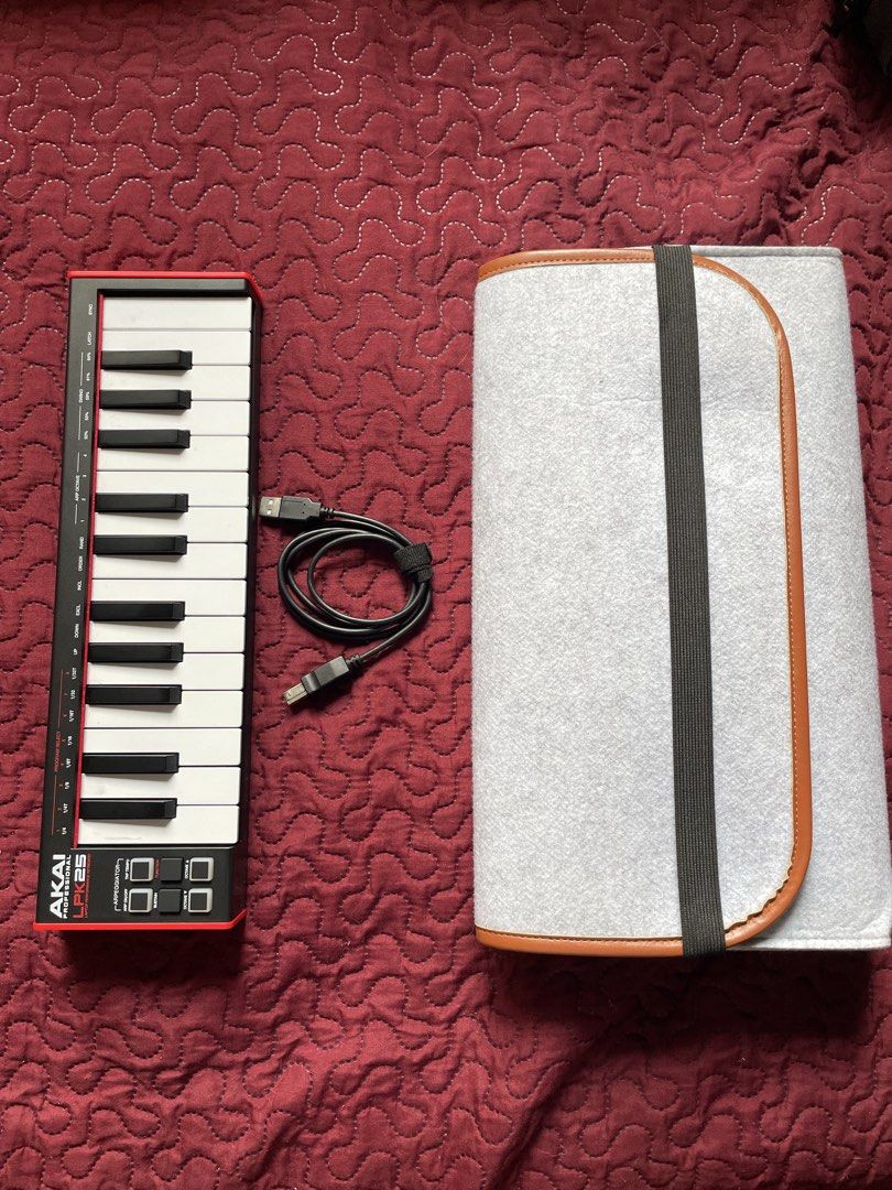 Akai LPK25 MIDI Keyboard with Case (Category: Musical Instruments) located in Quezon City. Submitted by joshvillanueva (Listing ID 1431233950, Image 1). Description: AKAI LPK25 MIDI Controller (with minor issue) - Price negotiable - Bought from JB Music - Slight Issue: Last key not sending velocity information, but sending note info - RFS: Decluttering - MOP: Gcash, Maya, or Bank Transfer - Delivery Fee shouldered by buyer via Lalamove or Grab - 